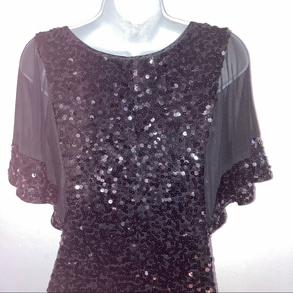 Ignite Black Sequin Stretch Sheer Flutter Short S… - image 3